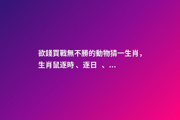 欲錢買戰無不勝的動物猜一生肖，生肖鼠逐時、逐日、逐年運勢